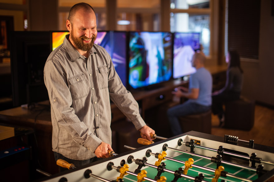 Foosball at the Holiday Inn West Yellowstone game room