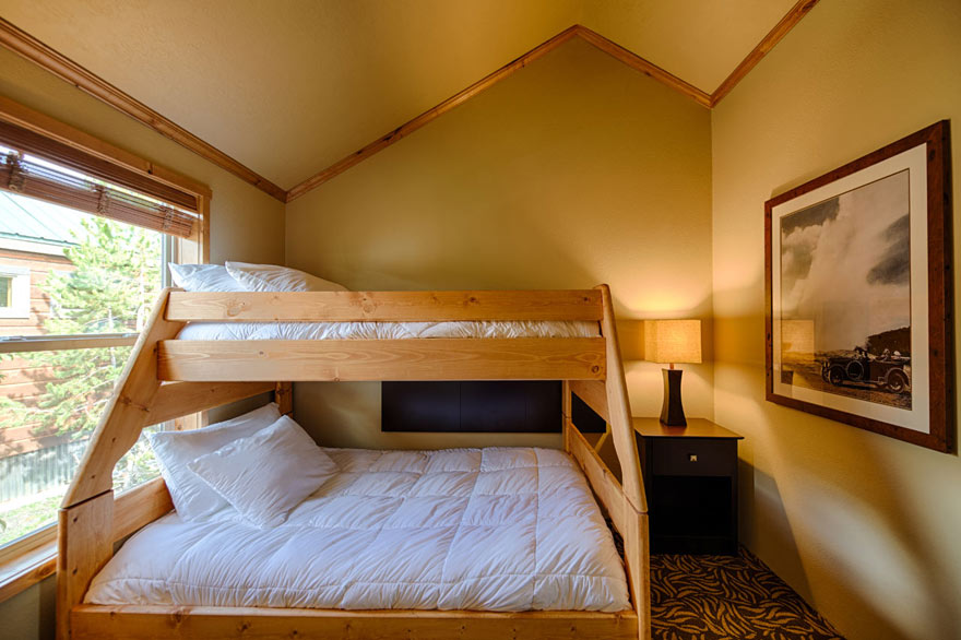 Yellowstone cabins also feature a second bedroom with either 2 twin bunks or 1 queen size bed.