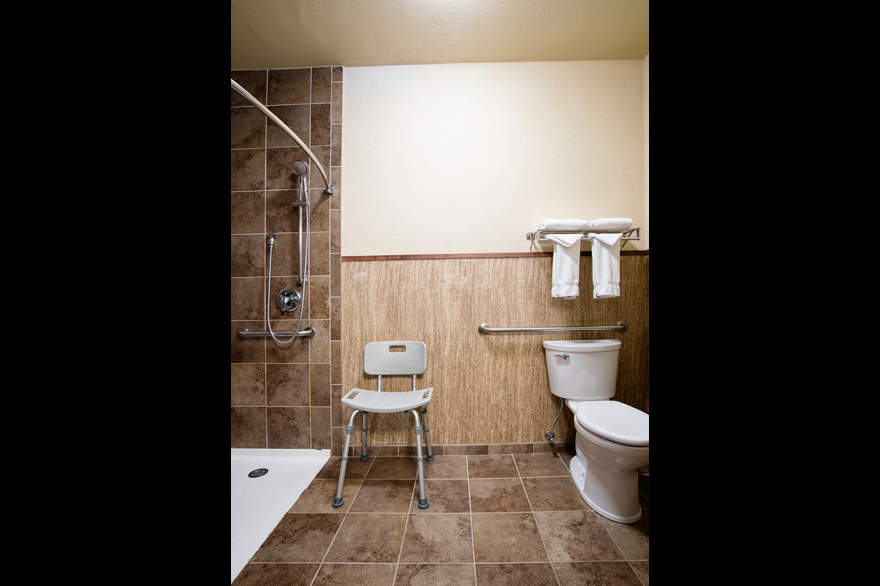 ADA Bathroom with roll-in shower at Holiday Inn West Yellowstone