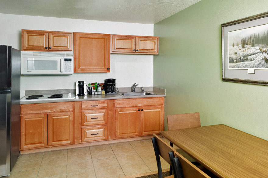 Kitchenette Suite kitchen at The Ridgeline Hotel at Yellowstone