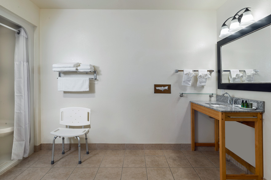 ADA Mountain View Room bathroom at The Ridgeline Hotel at Yellowstone