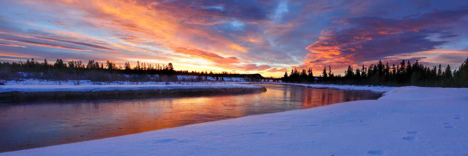 Yellowstone National Park Madison River at dusk