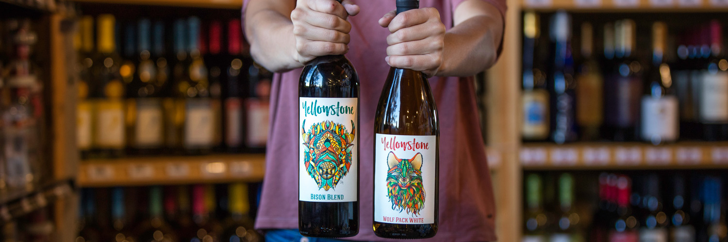 Yellowstone Red & White Wine, Bison Blend red wine, Wolf Pack white wine