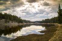 Yellowstone River with cloud reflection on water