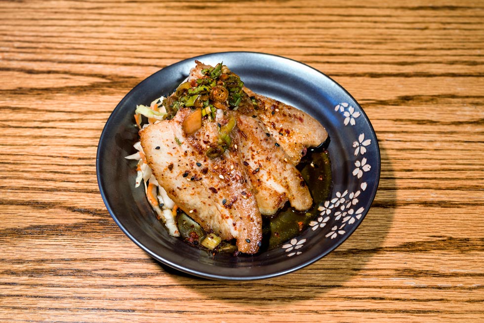 Pork Belly served at The Yellowstone Mine Restaurant in Gardiner, MT