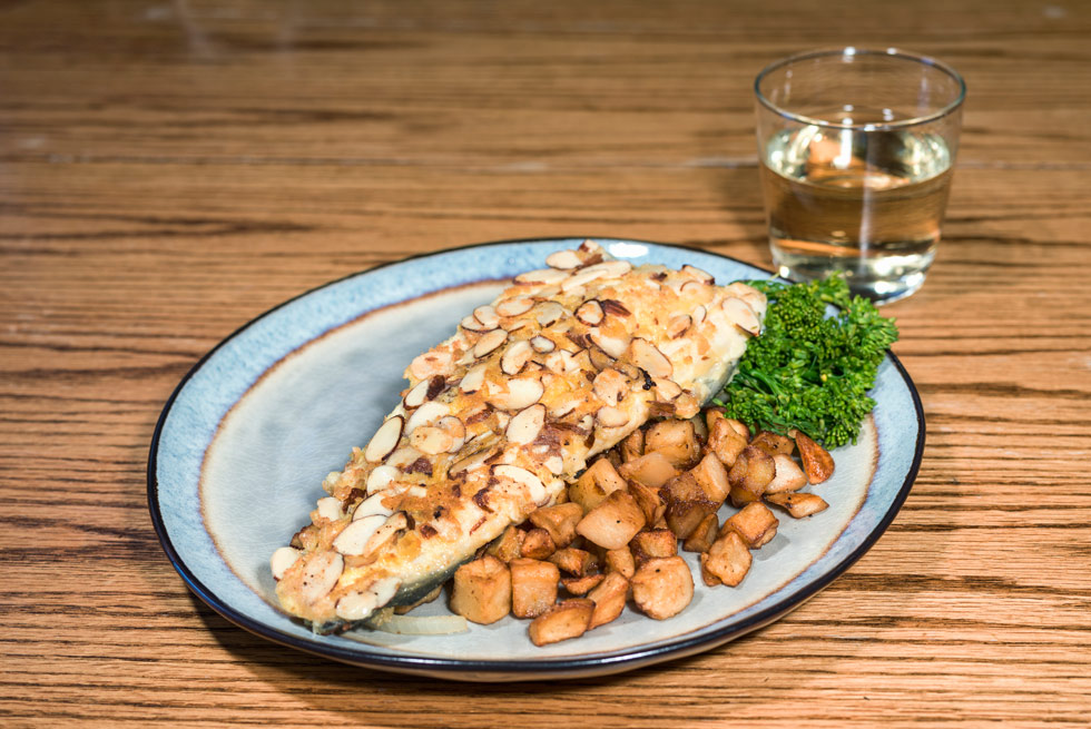 Almond Crusted Trout served at The Yellowstone Mine Restaurant in Gardiner, MT
