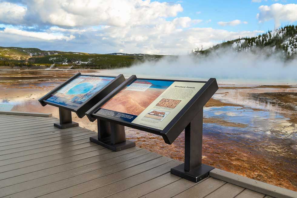 Informational signage at Grand Prismatic Spring