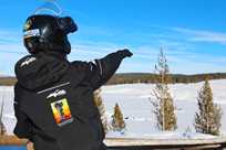 Yellowstone Vacations guide pointing out the sights